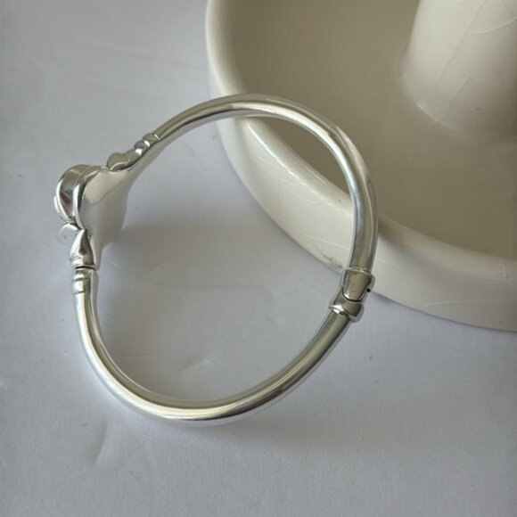 925 Sterling Silver 3D Rose Electroform Cuff / Bangle Bracelet - Picture 10 of 10